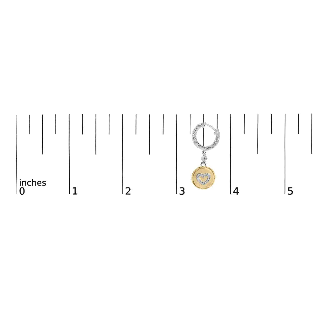 1/8 cttw Diamond Heart Medallion Drop Earrings in 18K Gold Plated Silver