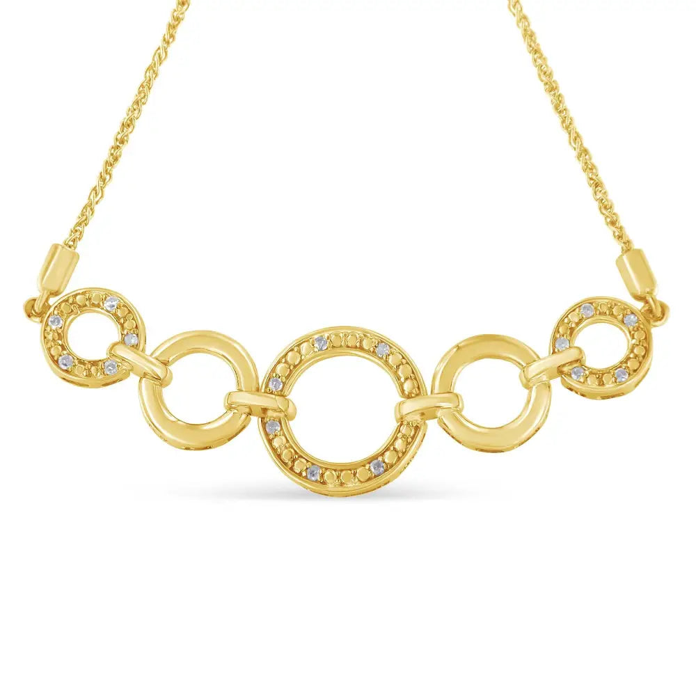 Diamond Infinity Loop Adjustable Bolo Bracelet in 14K Gold Plated Sterling Silver – 1/10 Cttw