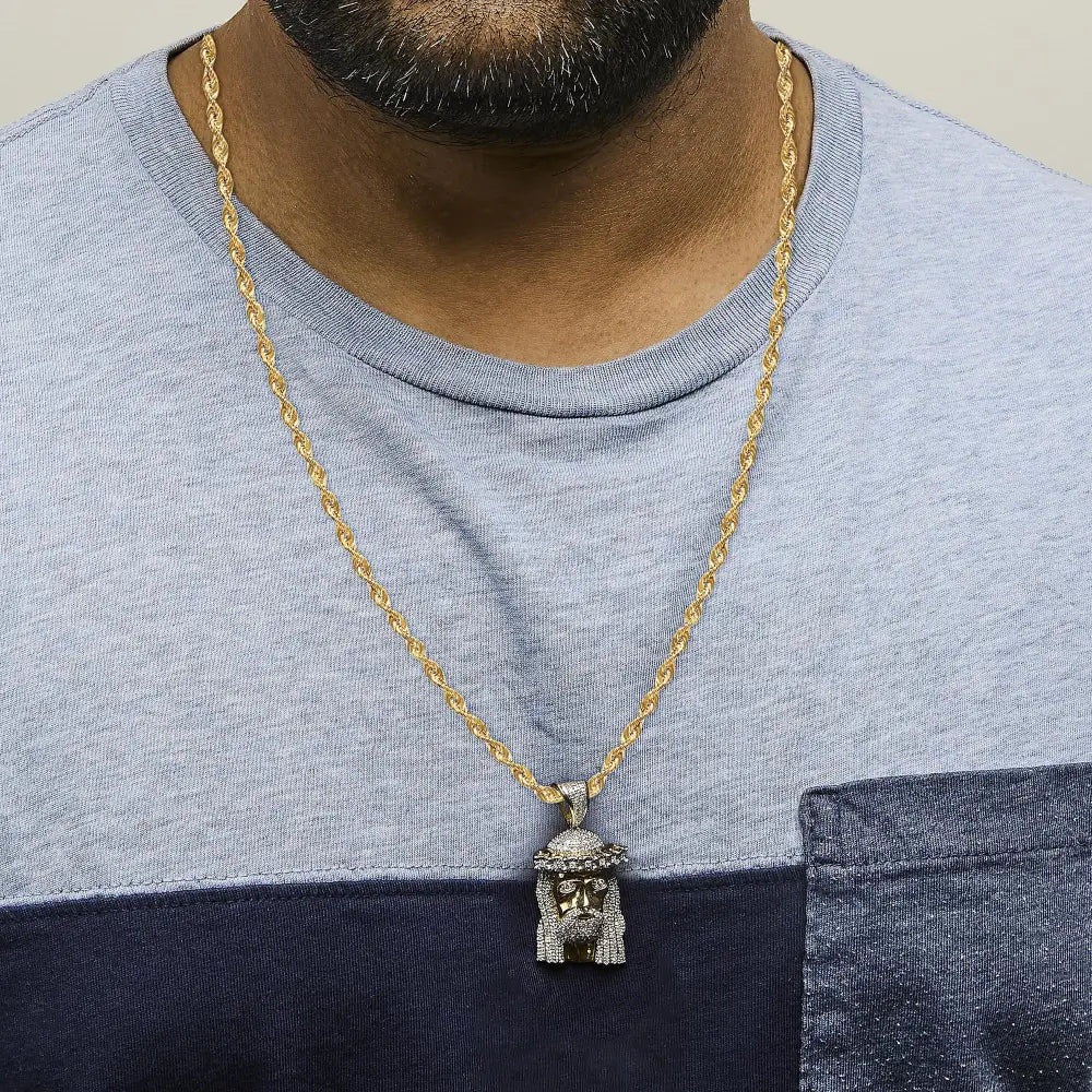 Diamond Jesus Pendant Necklace in 10K Yellow Gold – 1 1/3 Cttw