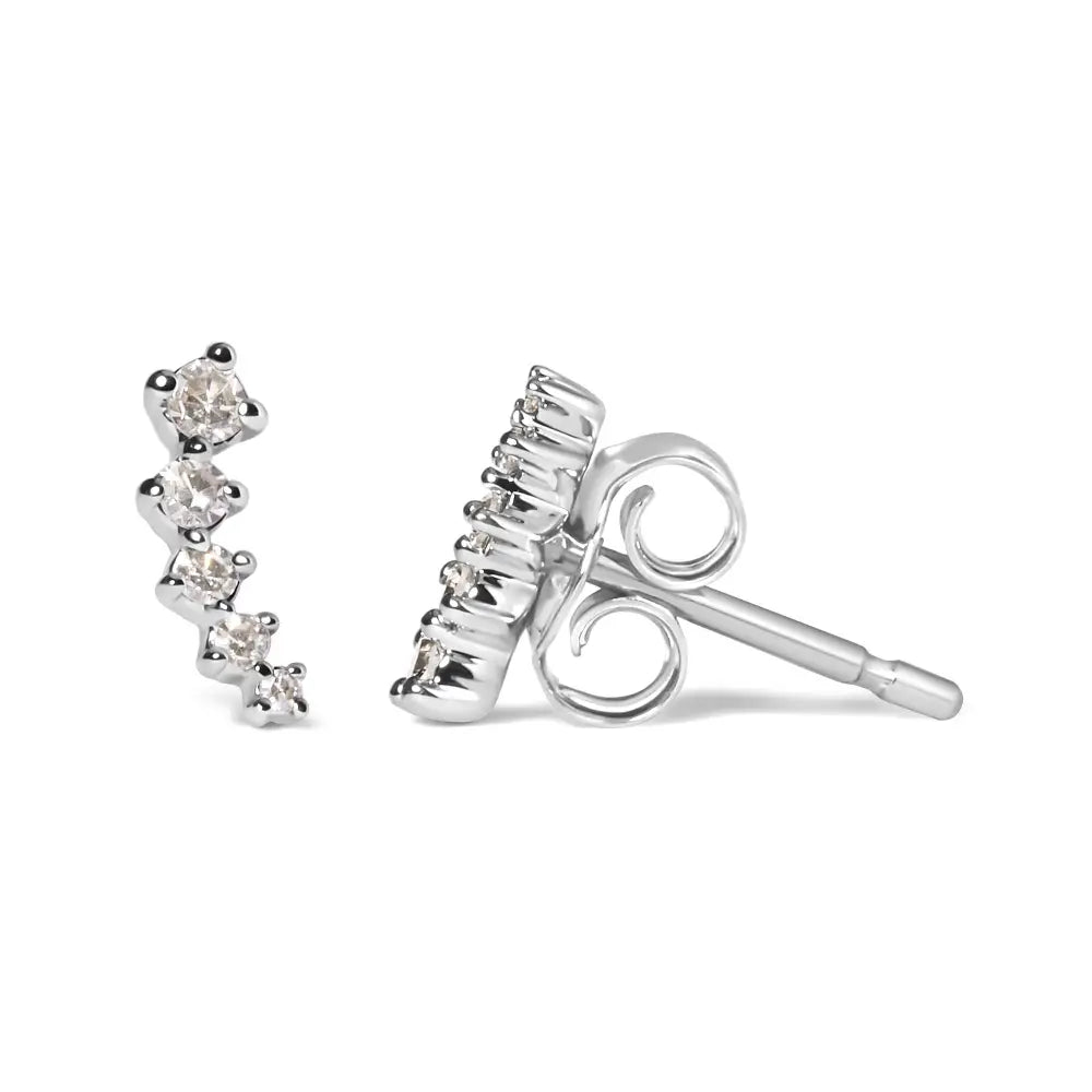 1/10 cttw Diamond Journey Climber Earrings in 10K White Gold