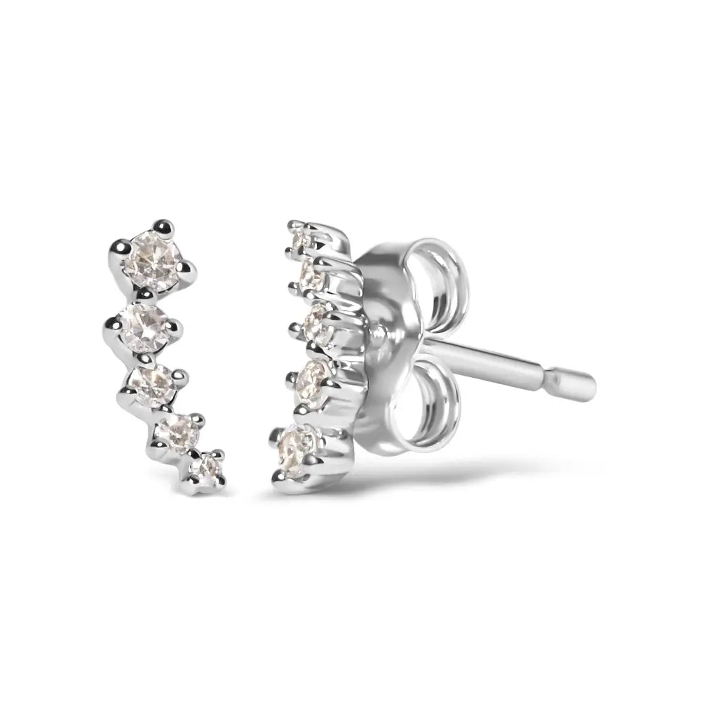 1/10 cttw Diamond Journey Climber Earrings in 10K White Gold