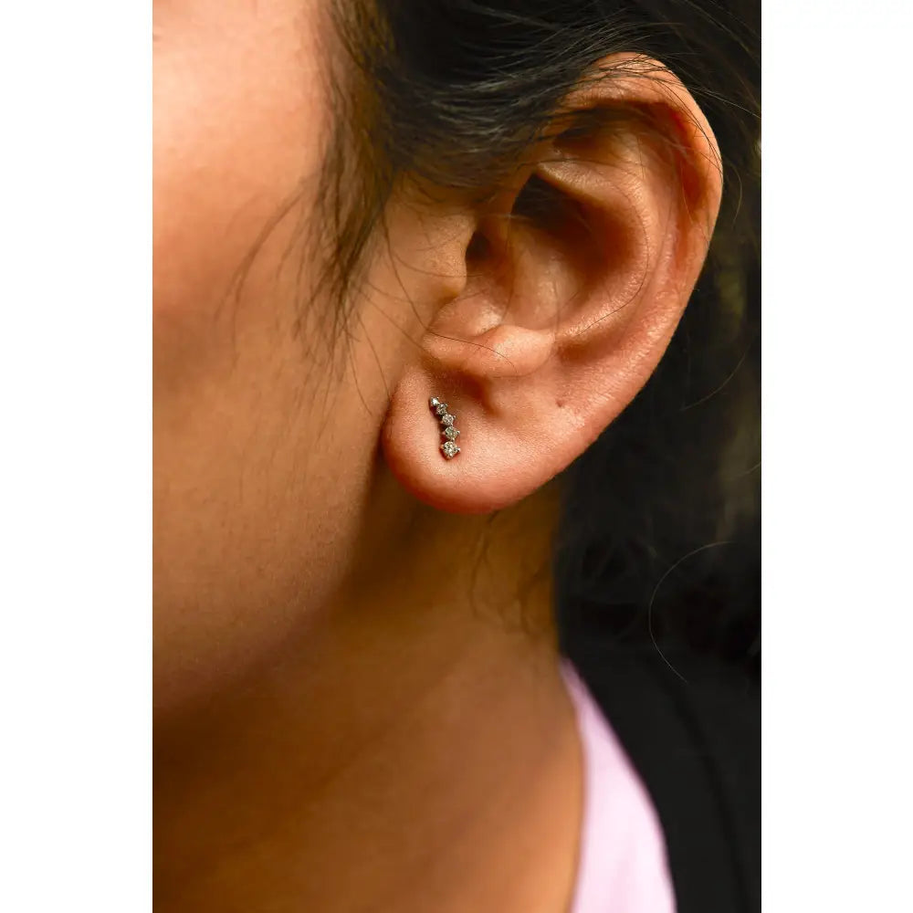 1/10 cttw Diamond Journey Climber Earrings in 10K White Gold