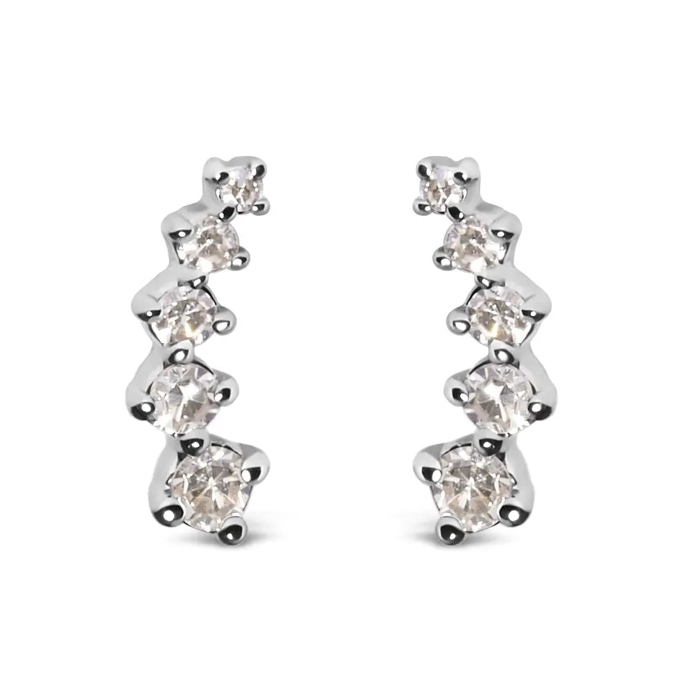 1/10 cttw Diamond Journey Climber Earrings in 10K White Gold