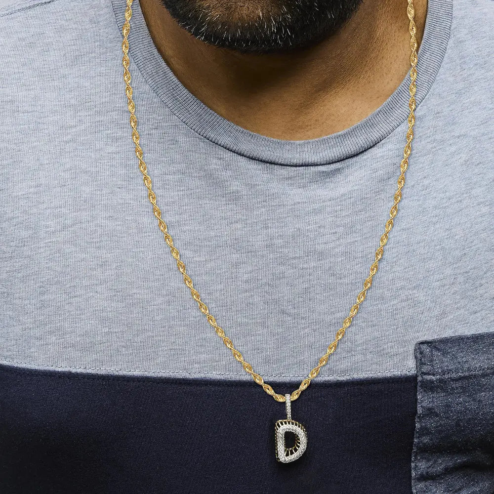 Diamond Letter D Initial Pendant Necklace in 10K Yellow Gold – 1 1/5 Cttw