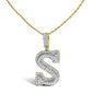 Diamond Letter S Initial Pendant Necklace in 10K Yellow Gold – 1 5/8 Cttw