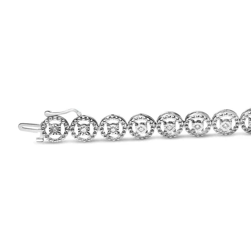 1/2 cttw Diamond Open Wheel Link Bracelet in Sterling Silver 7 Inch