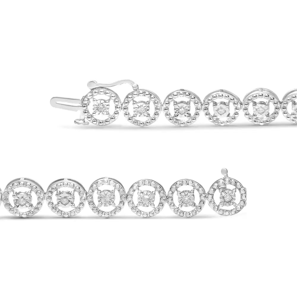 1/2 cttw Diamond Open Wheel Link Bracelet in Sterling Silver 7 Inch
