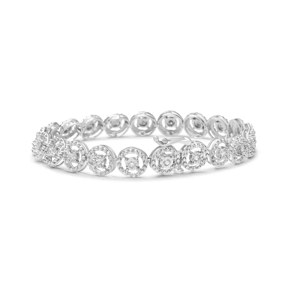 1/2 cttw Diamond Open Wheel Link Bracelet in Sterling Silver 7 Inch