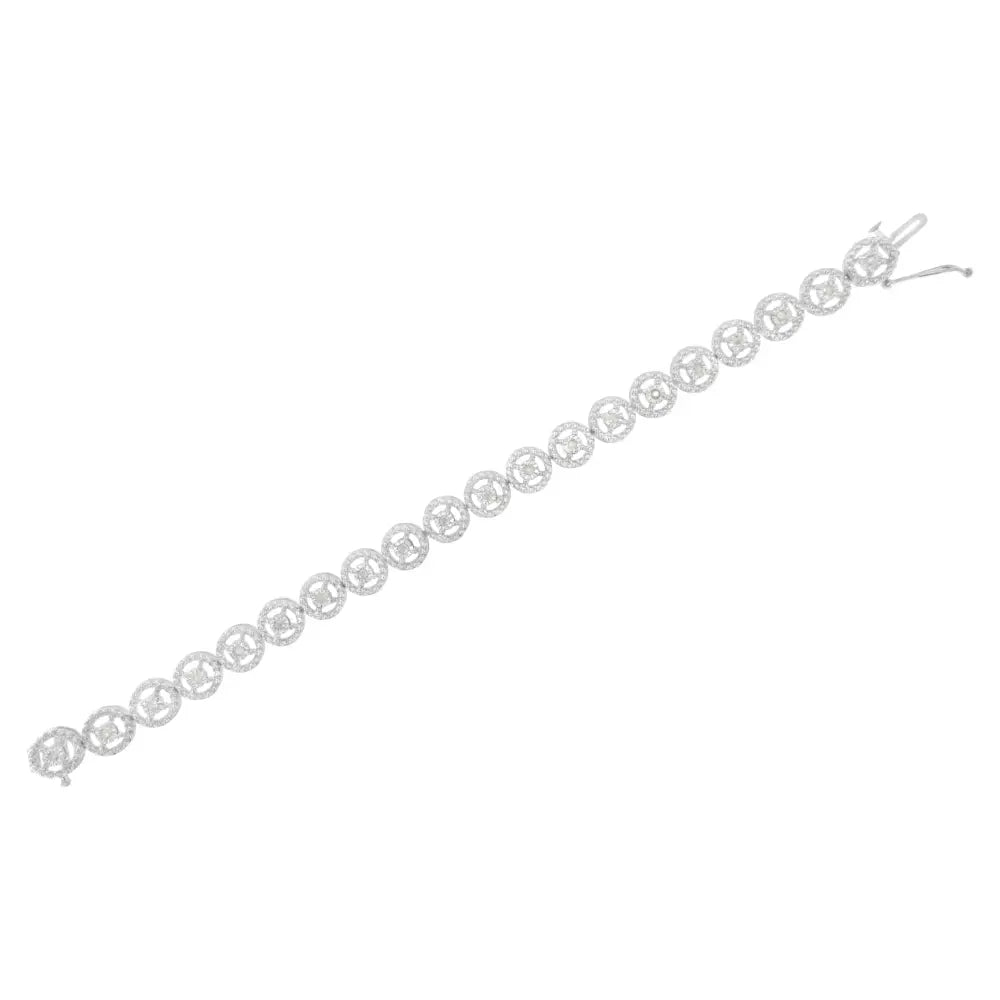 1/2 cttw Diamond Open Wheel Link Bracelet in Sterling Silver 7 Inch