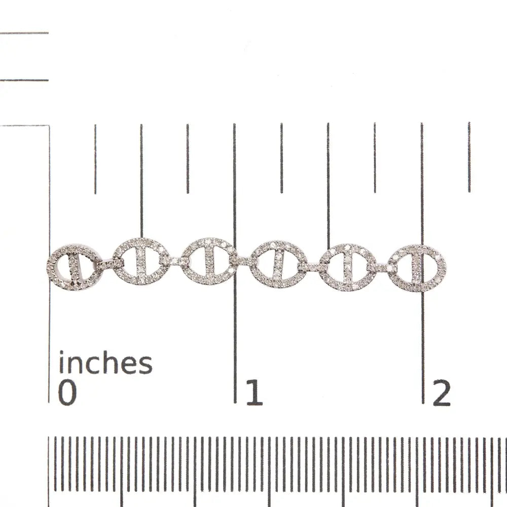 Diamond Oval Link Dangle Earrings in .925 Sterling Silver – 1.0 Cttw