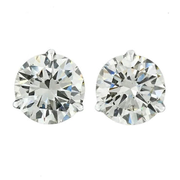 Diamond Stud Earrings F VS2 Round 4 Carat Lab Created 14K White Gold Screw Back