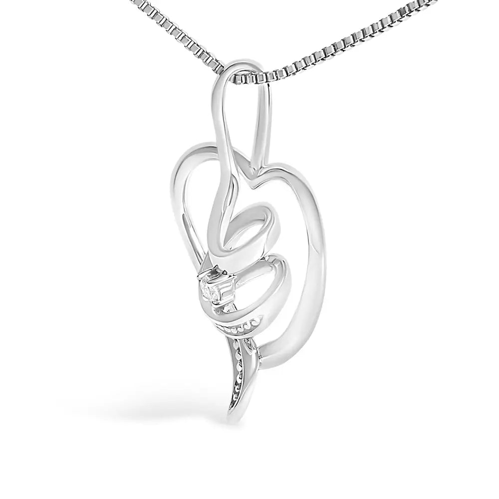 Diamond Swirl Open Heart Pendant Necklace in 10K White Gold .03cttw 18