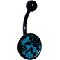 Blue Floral Lace Black Belly Ring