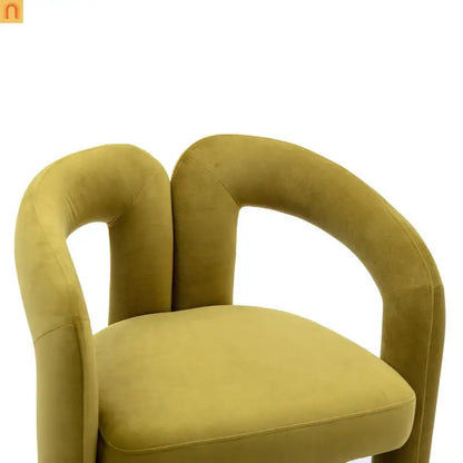 Dining Chair Barrel Curved Velvet Olive Set of 2 250 lb