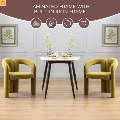 Dining Chair Barrel Curved Velvet Olive Set of 2 250 lb