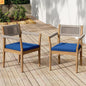 Outdoor Dining Chair Acacia Wood Rope Teak Beige Navy Cushion Set 2