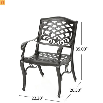Outdoor Dining Chair Cast Aluminum Bronze 35" Set of 2