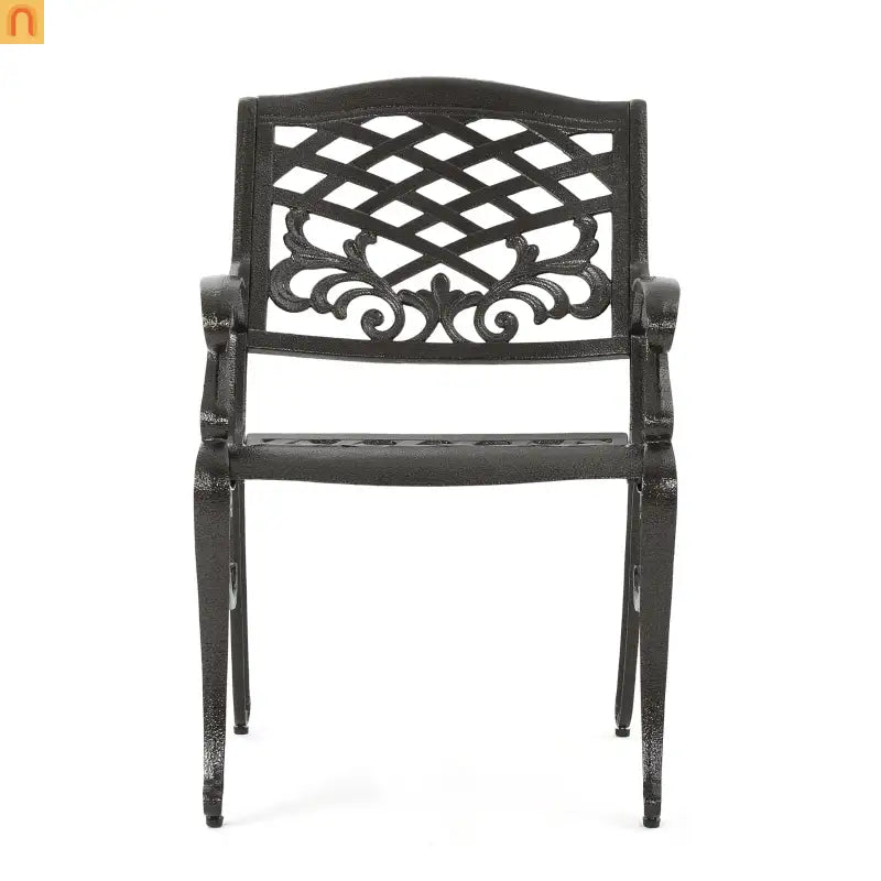 Outdoor Dining Chair Cast Aluminum Bronze 35" Set of 2