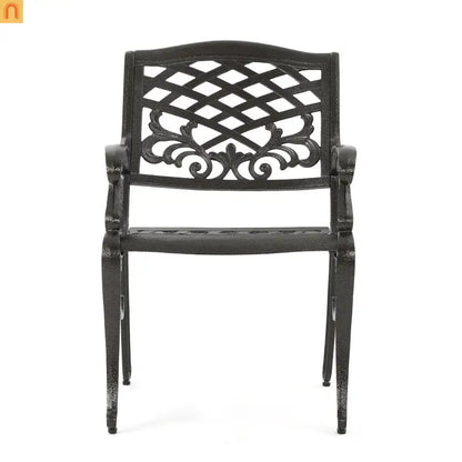 Outdoor Dining Chair Cast Aluminum Bronze 35" Set of 2