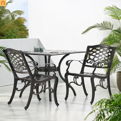Outdoor Dining Chair Cast Aluminum Bronze 35" Set of 2