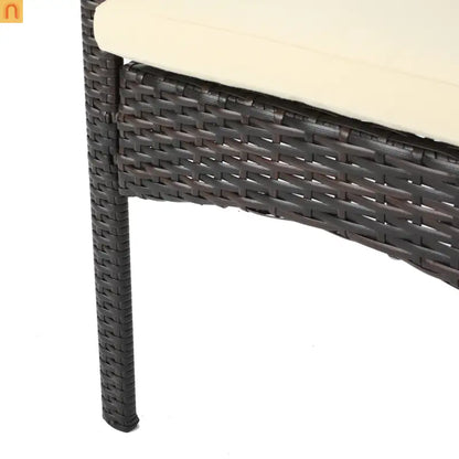 Outdoor Dining Chair PE Rattan Iron Brown Beige Cushion Set of 2