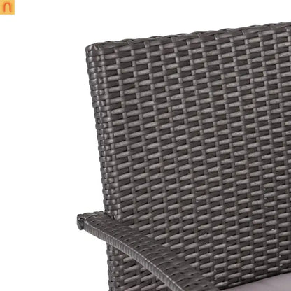 Outdoor Dining Chair PE Rattan Iron Gray Cushioned Set of 2