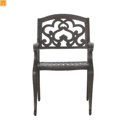 Outdoor Dining Chair Cast Aluminum Copper Ornate Set of 2 37in