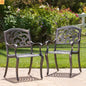 Outdoor Dining Chair Cast Aluminum Copper Ornate Set of 2 37in