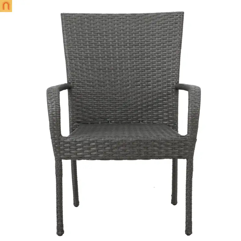 Outdoor Dining Chair PE Wicker Gray Stackable 35.25