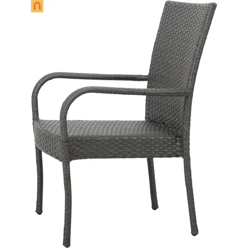 Outdoor Dining Chair PE Wicker Gray Stackable 35.25