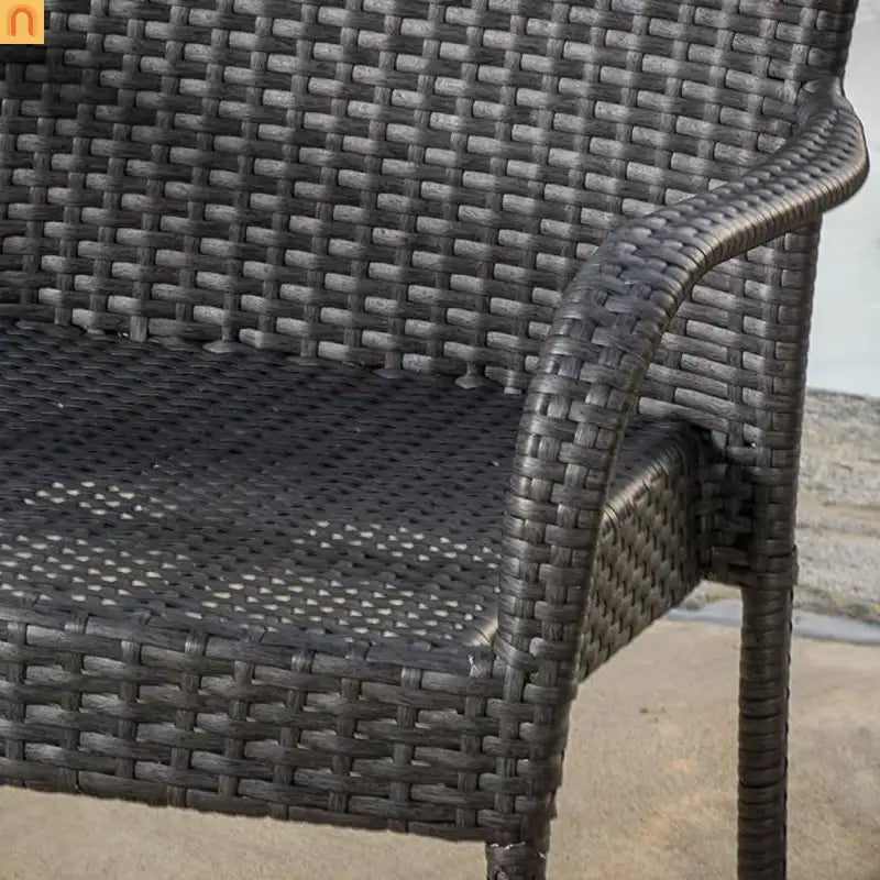 Outdoor Dining Chair PE Wicker Gray Stackable 35.25