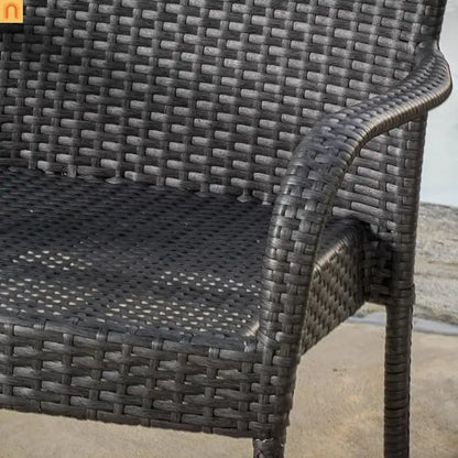 Outdoor Dining Chair PE Wicker Gray Stackable 35.25