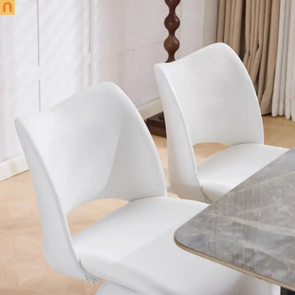 Dining Chair Modern Faux Leather White Swivel High Back 250 lb