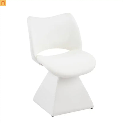 Dining Chair Modern Faux Leather White Swivel High Back 250 lb