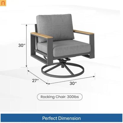 Outdoor Dining Chair Aluminum Swivel Rocker 5" Foam