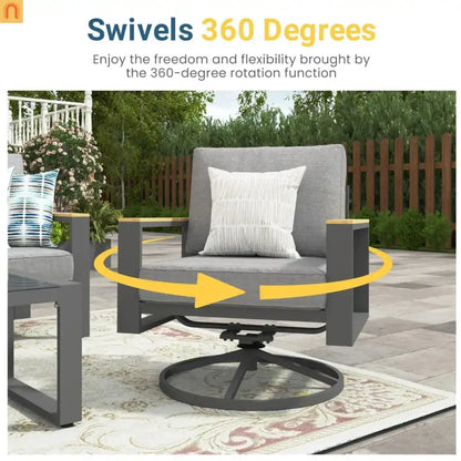 Outdoor Dining Chair Aluminum Swivel Rocker 5" Foam