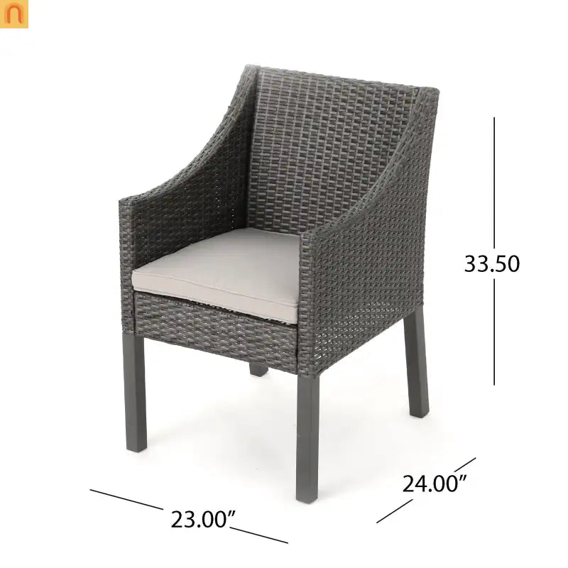 Outdoor Dining Chair Set PE Rattan Gray 2-Pack