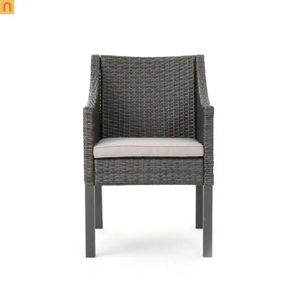 Outdoor Dining Chair Set PE Rattan Gray 2-Pack