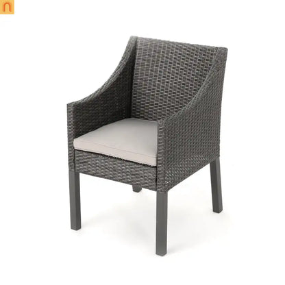 Outdoor Dining Chair Set PE Rattan Gray 2-Pack