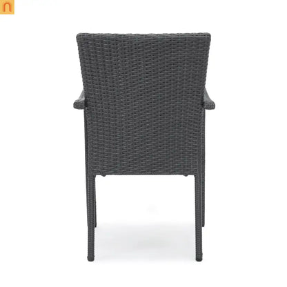 Outdoor Dining Chair Wicker Gray Removable Water-Resistant Cushion