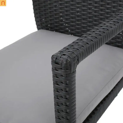 Outdoor Dining Chair Wicker Gray Removable Water-Resistant Cushion