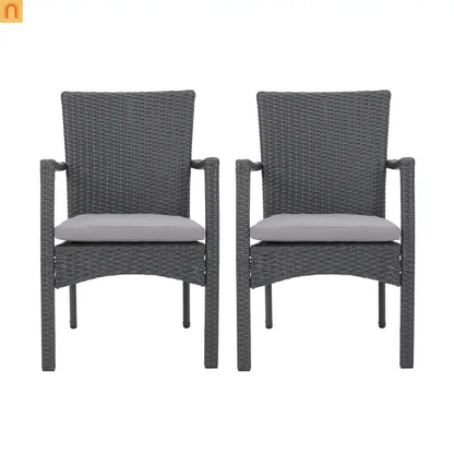 Outdoor Dining Chair Wicker Gray Removable Water-Resistant Cushion