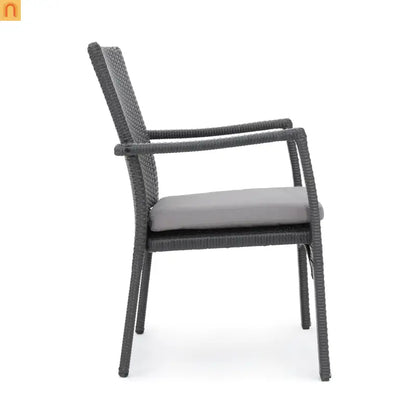 Outdoor Dining Chair Wicker Gray Removable Water-Resistant Cushion
