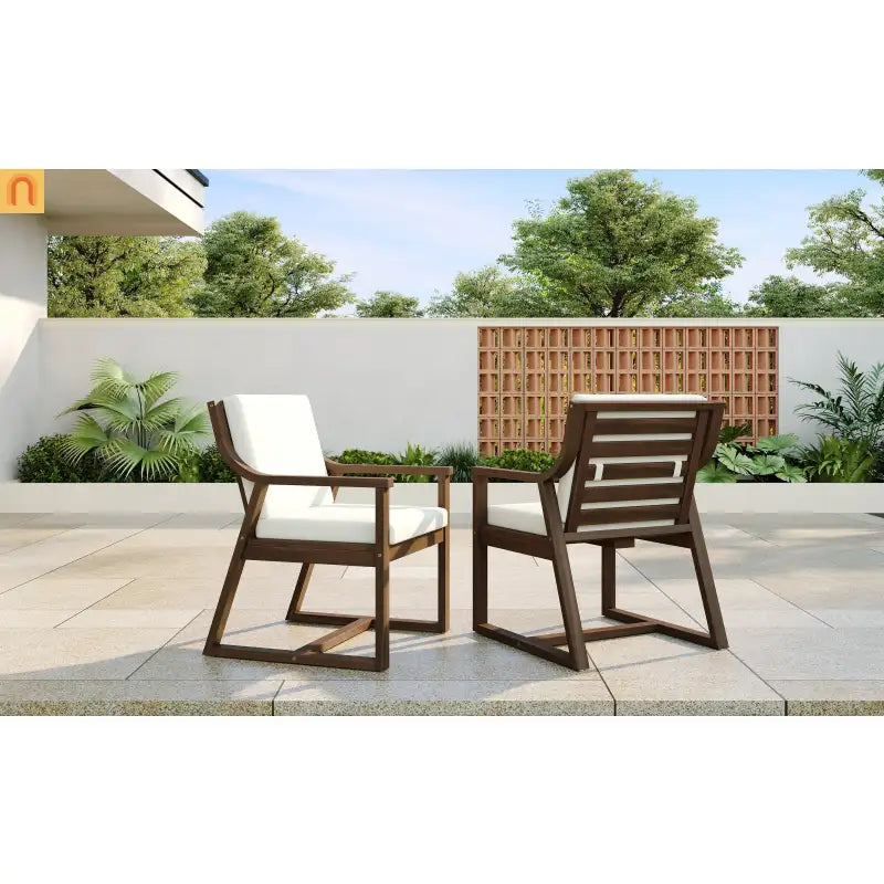 Outdoor Dining Chair Acacia Wood Mocha Set of 2