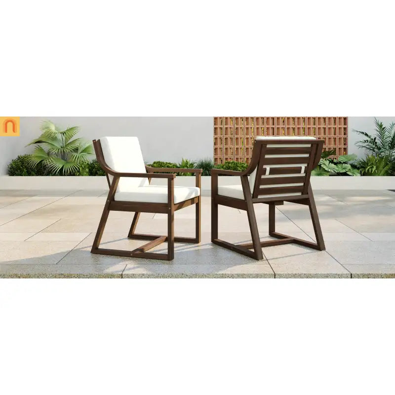 Outdoor Dining Chair Acacia Wood Mocha Set of 2