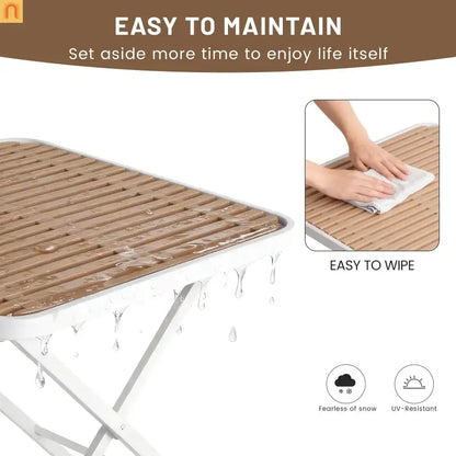Outdoor Dining Set PP Plastic Striped Beige Orange 5 Piece Folding Table