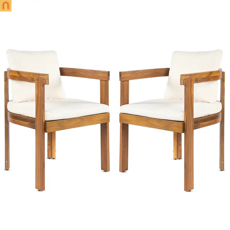 Outdoor Dining Chair Acacia Wood Teak Set of 2