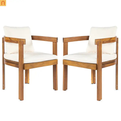 Outdoor Dining Chair Acacia Wood Teak Set of 2