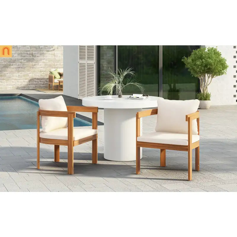 Outdoor Dining Chair Acacia Wood Teak Set of 2