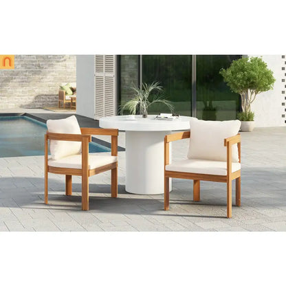 Outdoor Dining Chair Acacia Wood Teak Set of 2